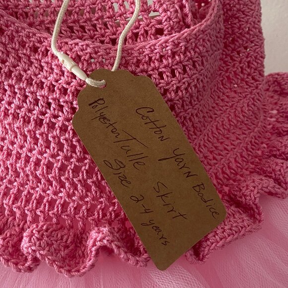 Handmade Children's Cotton Dark Pink Light Pink Tulle Tutu Dress - Picture 5 of 14